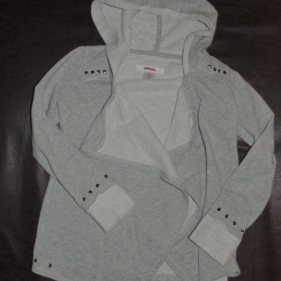 Bongo - Open Ripple Design Sweatshirt Cardigan with Stud Accents - Picture 2 of 7